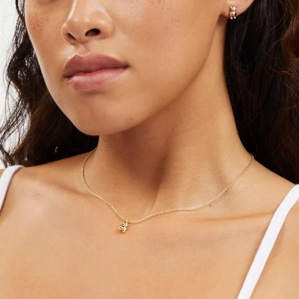 Teddy Bear Earrings And Necklace Set
