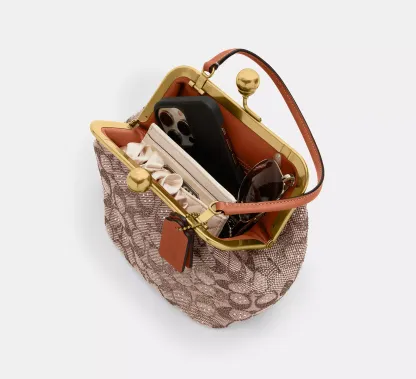 Kisslock Frame Bag 16 In Crystal Signature Jacquard