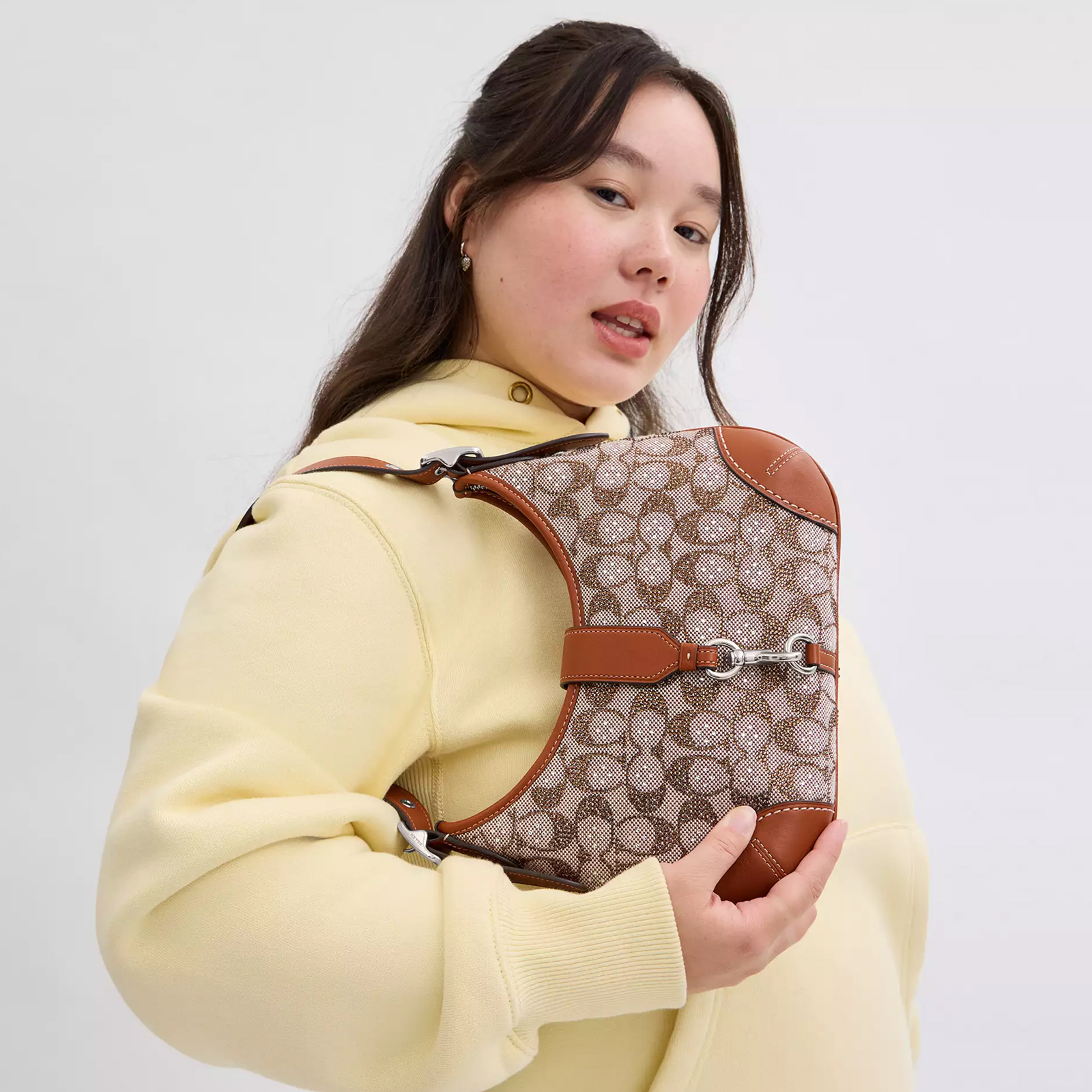 Hamptons Hobo Bag In Crystal Signature Jacquard