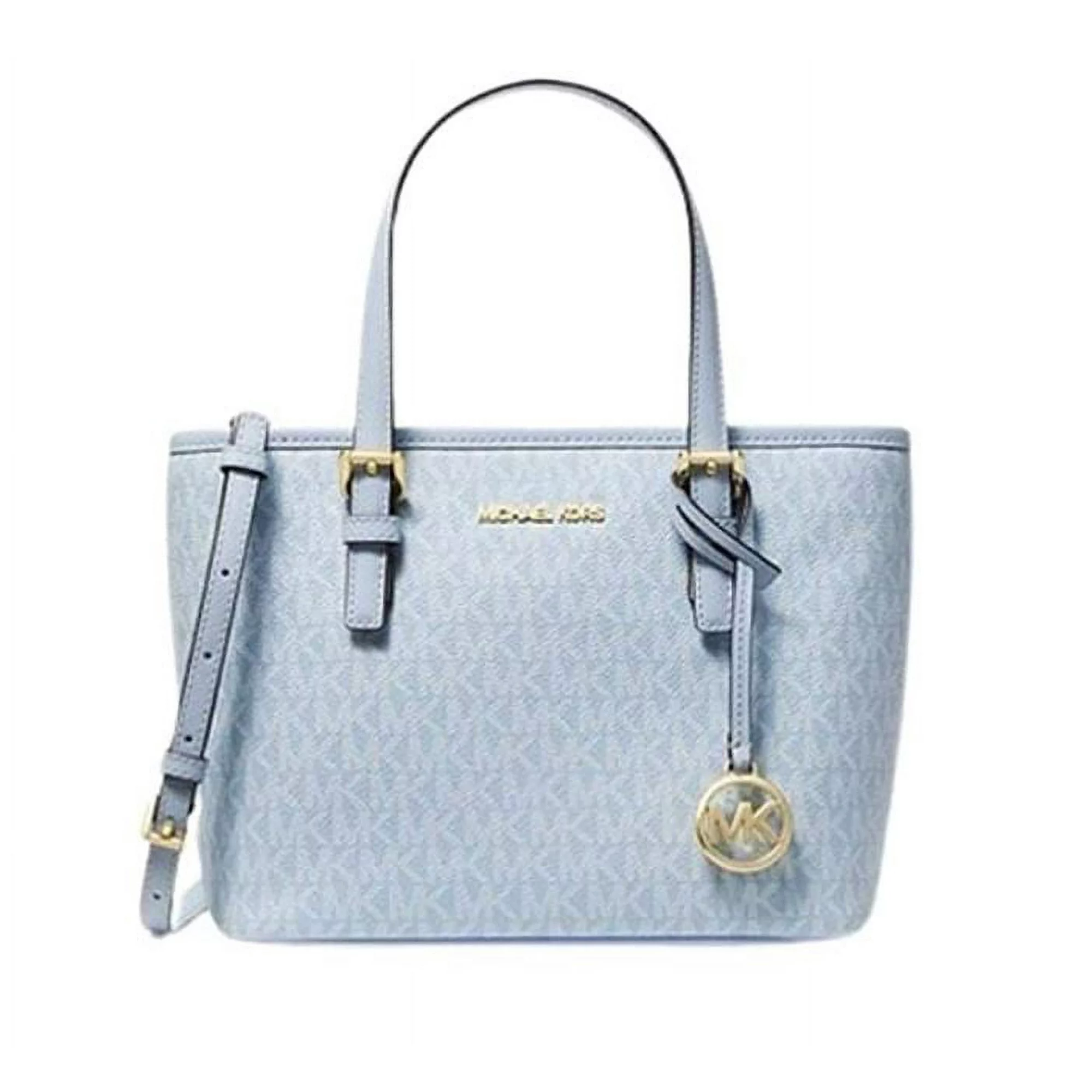 Michaethtl Kors XS Carry All Jet Set Travel Womens Tote (Pale Ocean) MK Signature