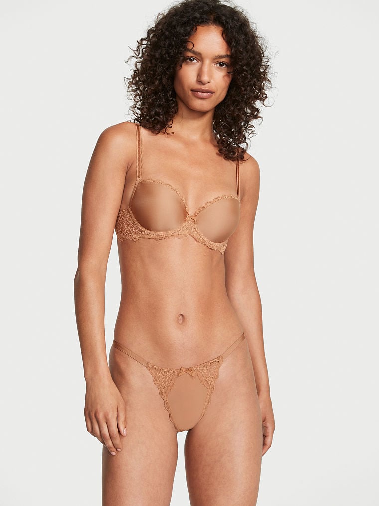 Lightly Lined Lace Trim Demi Bra