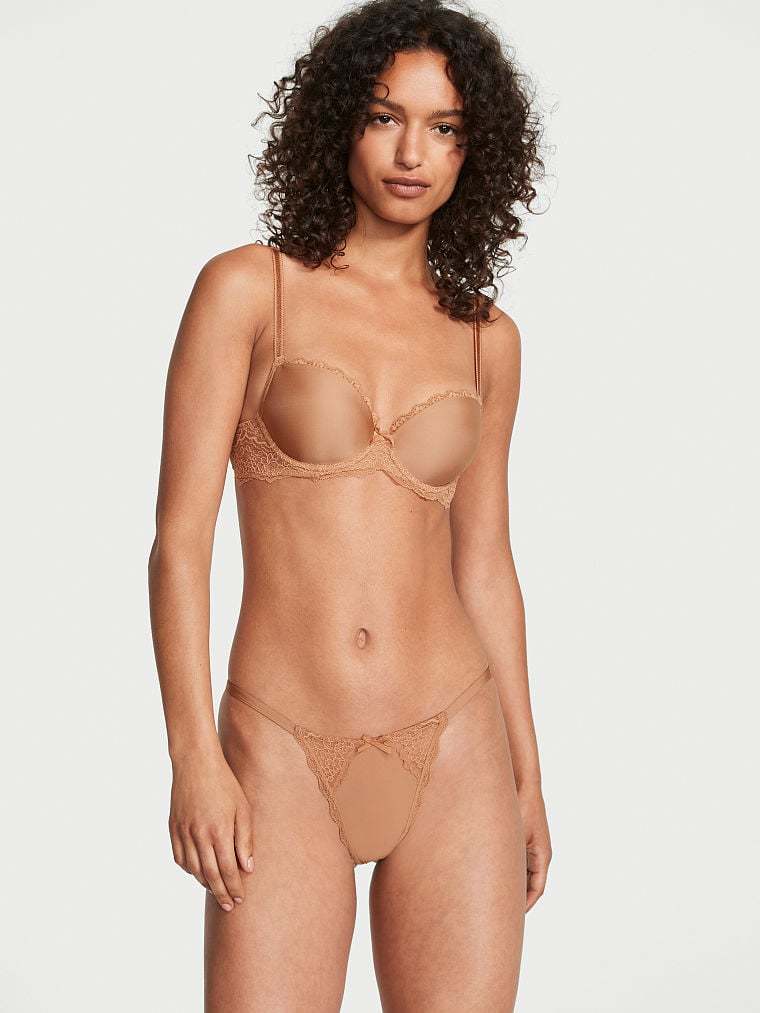 Lightly Lined Lace Trim Demi Bra