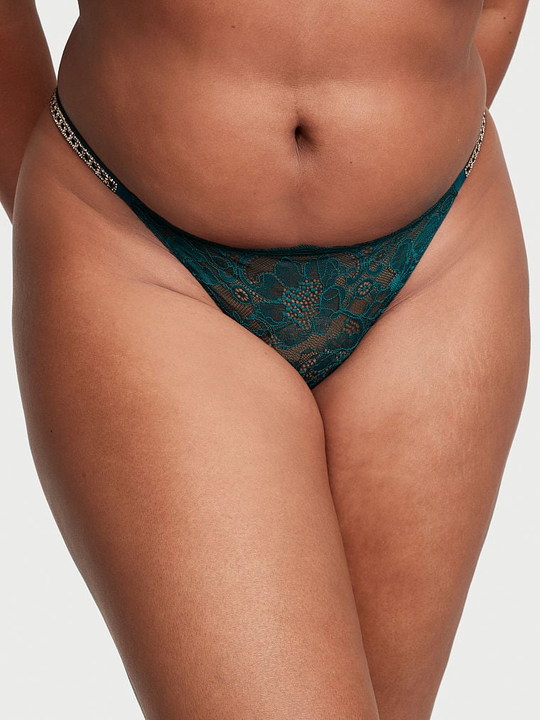 Shine Chain Strap Lace Brazilian Panty