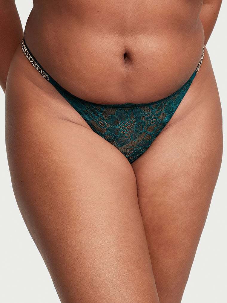 Shine Chain Strap Lace Brazilian Panty