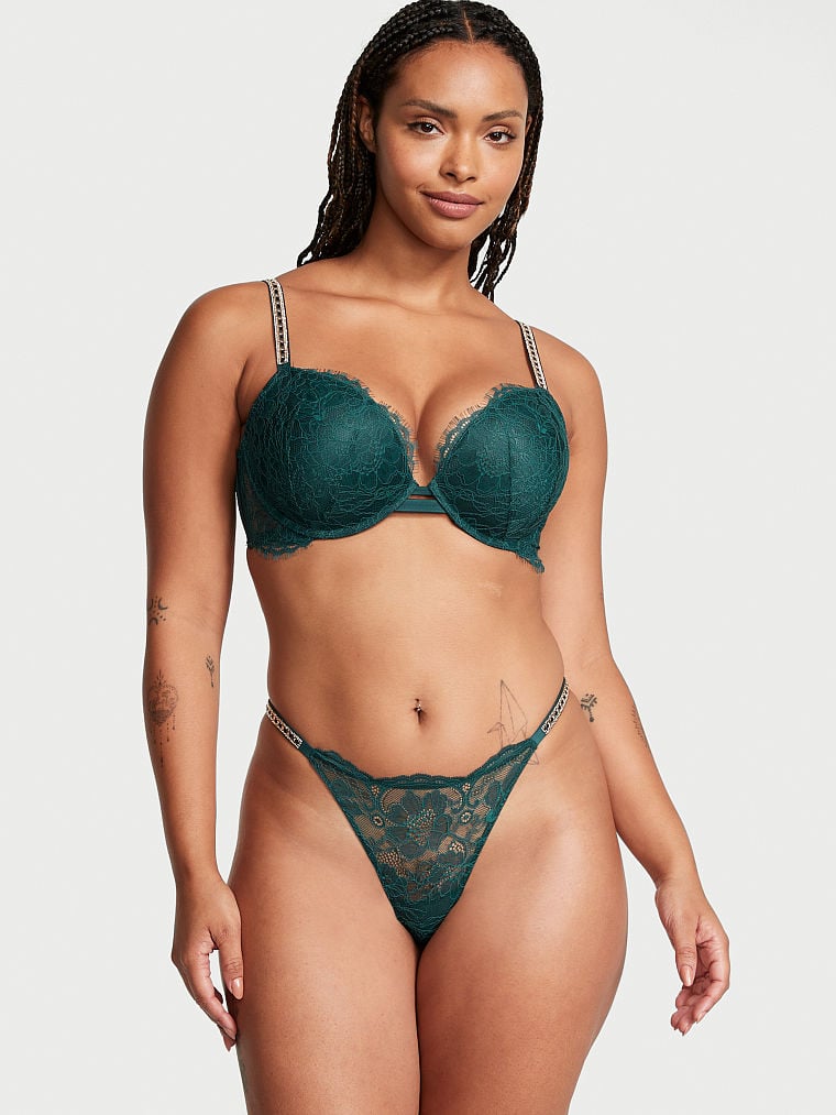 Shine Chain Strap Lace Brazilian Panty