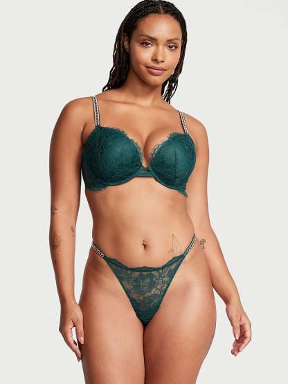 Shine Chain Strap Lace Brazilian Panty