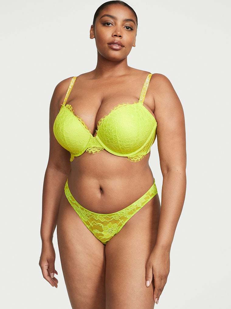 Shine Strap Cutout Lace Brazilian Panty