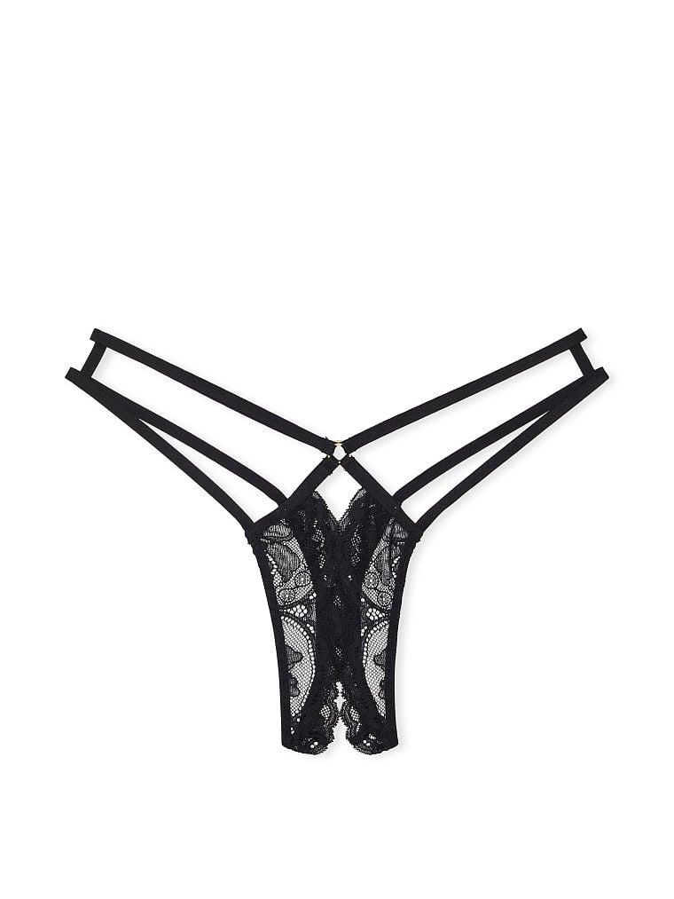Strappy Lace Crotchless Thong Panty