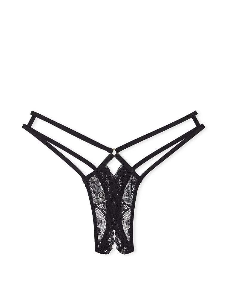 Strappy Lace Crotchless Thong Panty