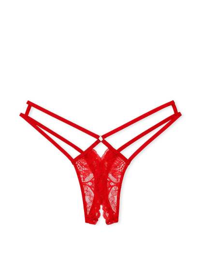 Strappy Lace Crotchless Thong Panty