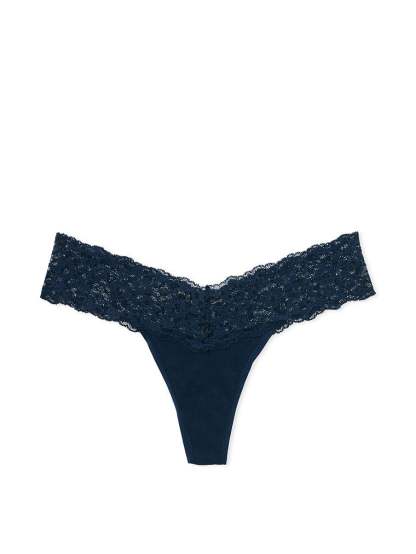 Shimmer Lace Waist Cotton Thong Panty