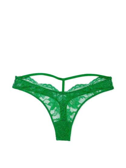 Shine Strap Cutout Back Lace Thong Panty