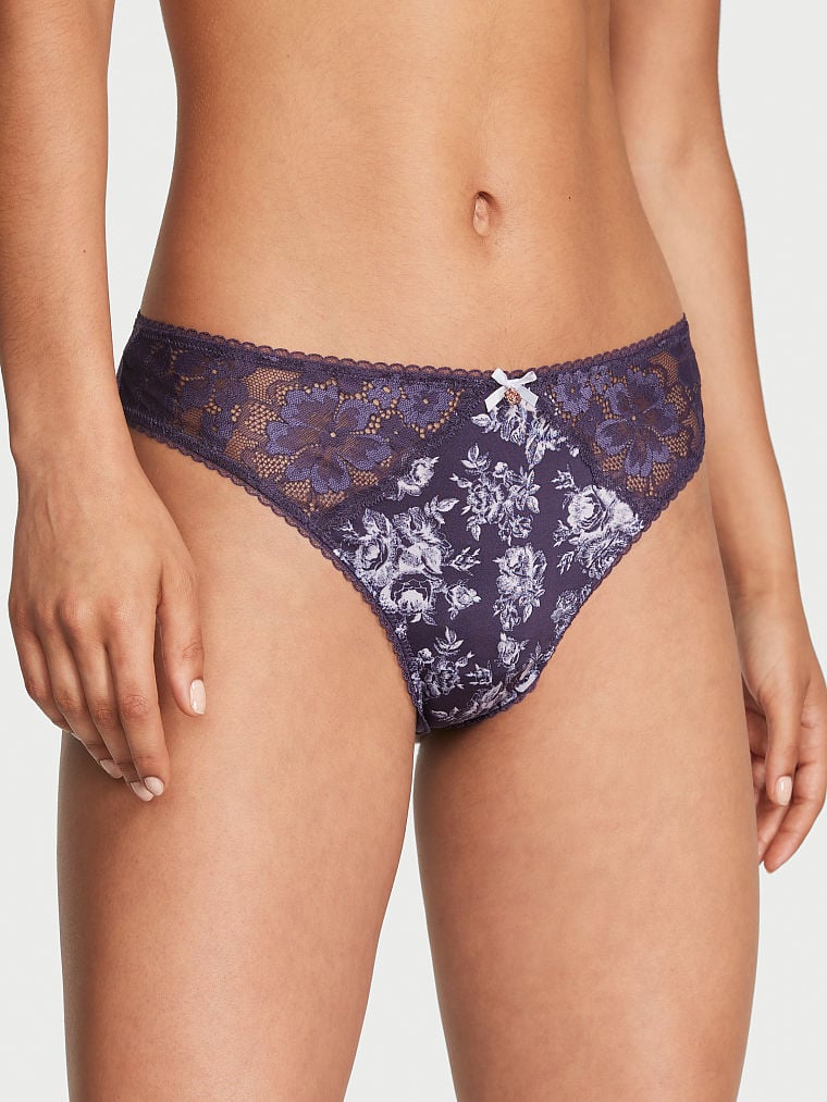 Lace-Front Thong Panty