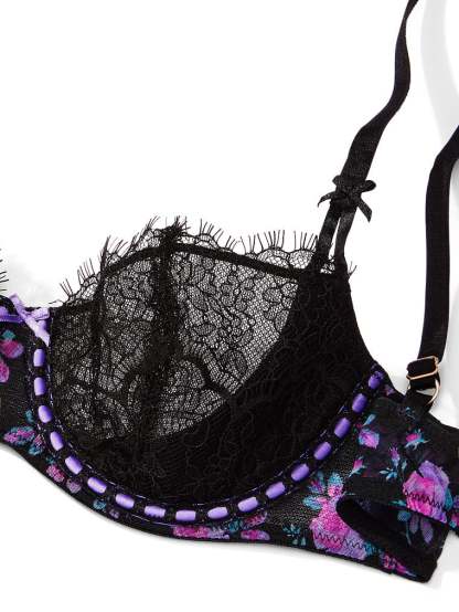 Wicked Unlined Ribbon Slot Lace Balconette Bra