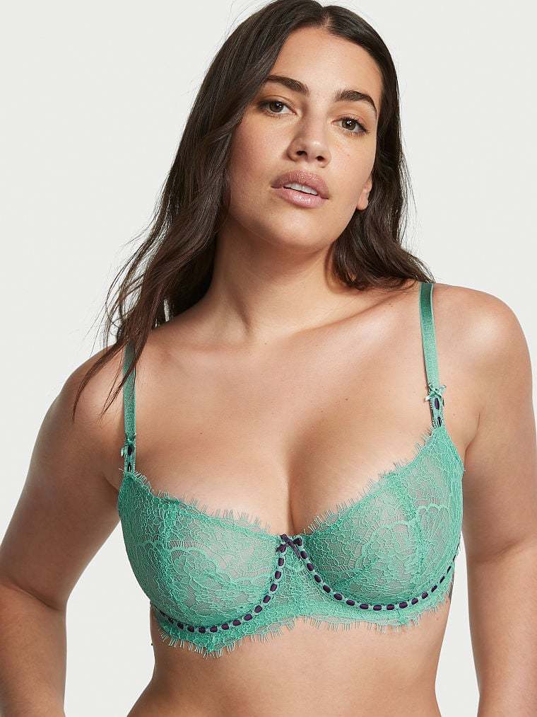 Wicked Unlined Ribbon Slot Lace Balconette Bra