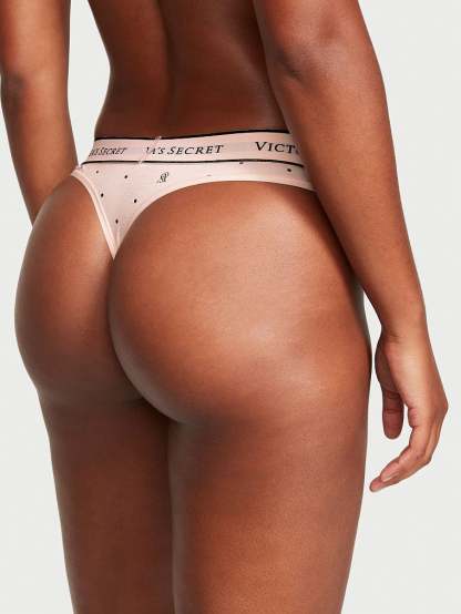 Logo Cotton Thong Panty