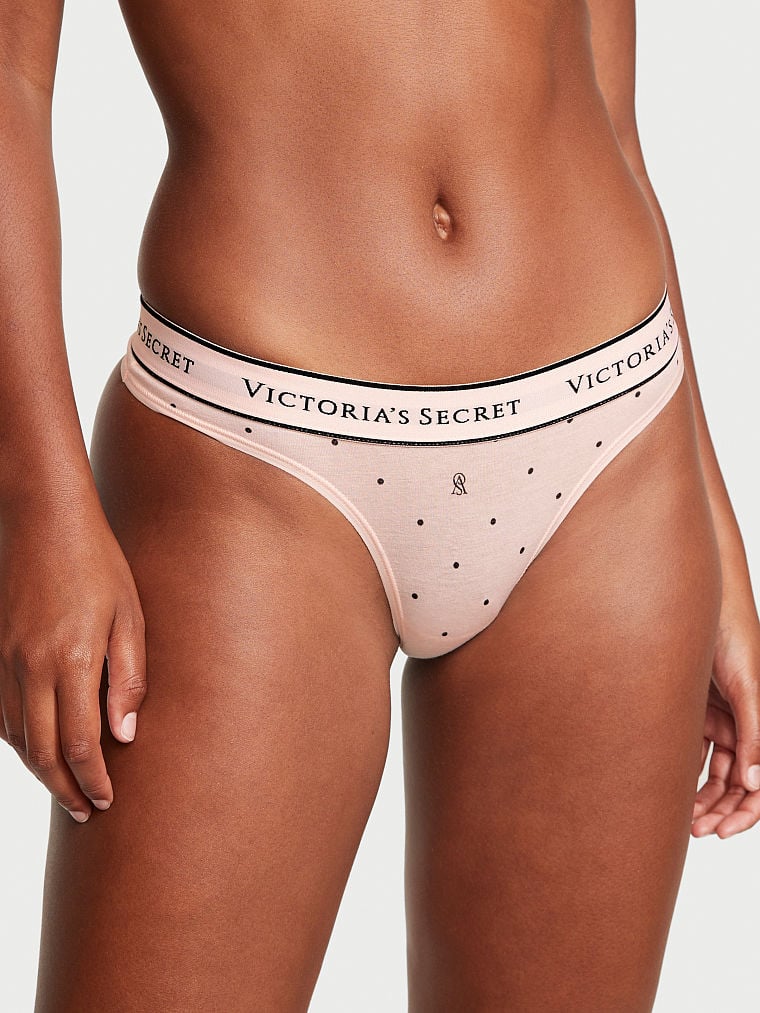 Logo Cotton Thong Panty