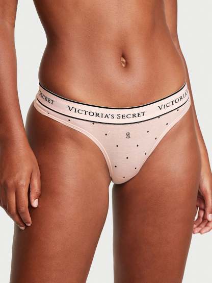 Logo Cotton Thong Panty