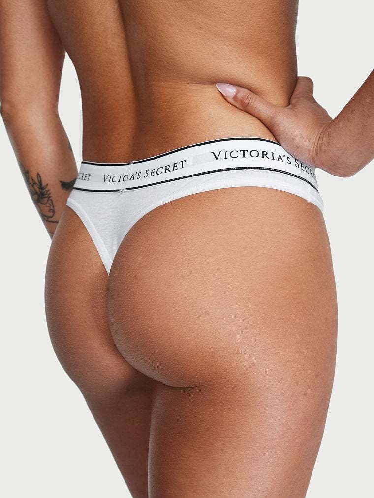 Logo Cotton Thong Panty