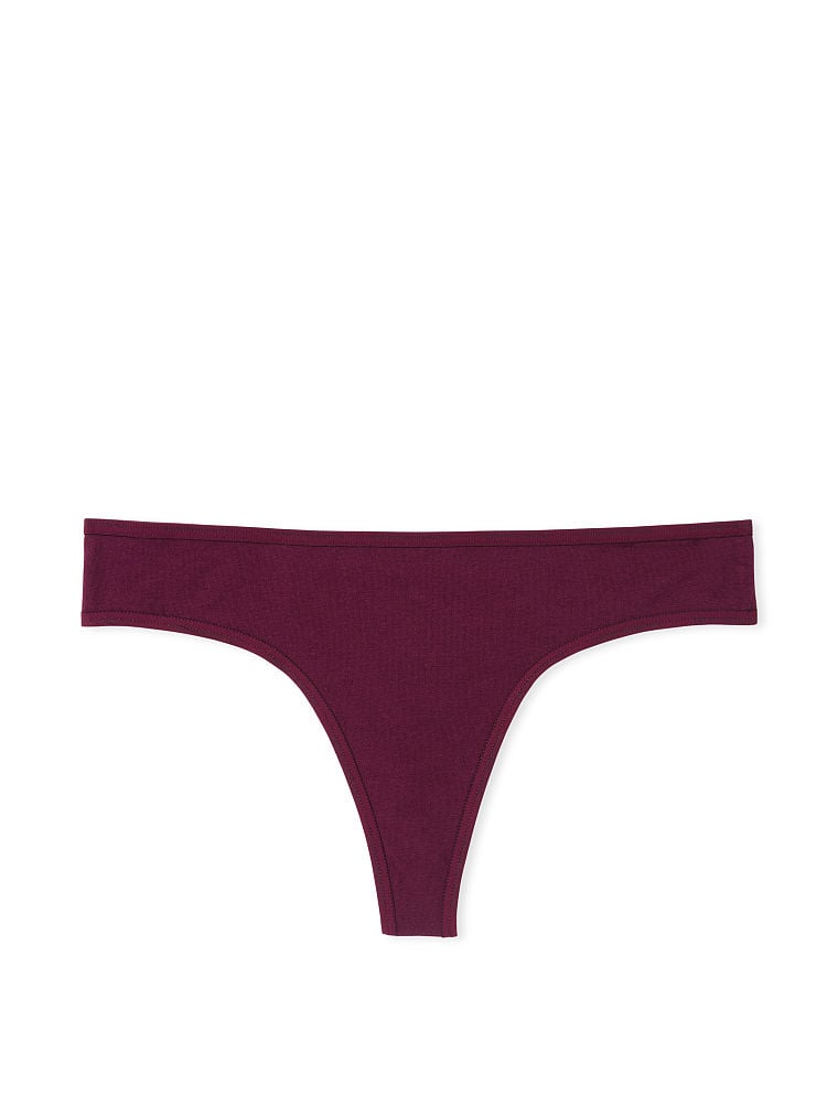 Logo Cotton Waffle Thong Panty