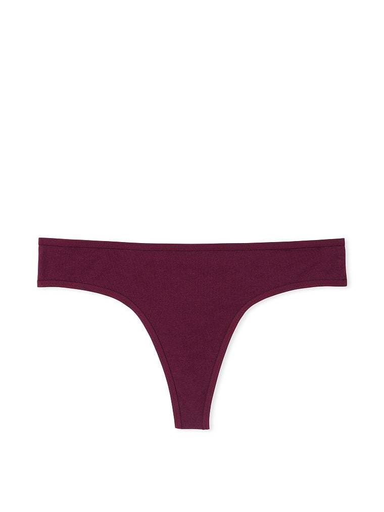 Logo Cotton Waffle Thong Panty