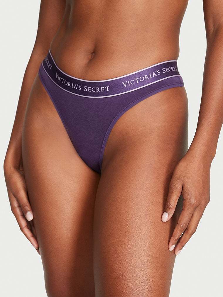 Logo Cotton Thong Panty
