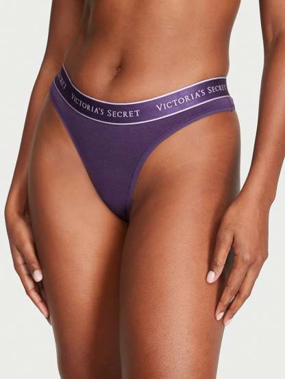Logo Cotton Thong Panty