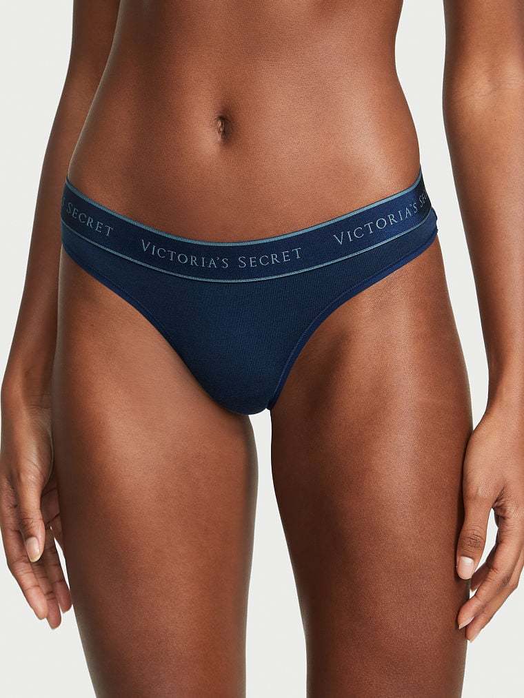 Logo Cotton Thong Panty