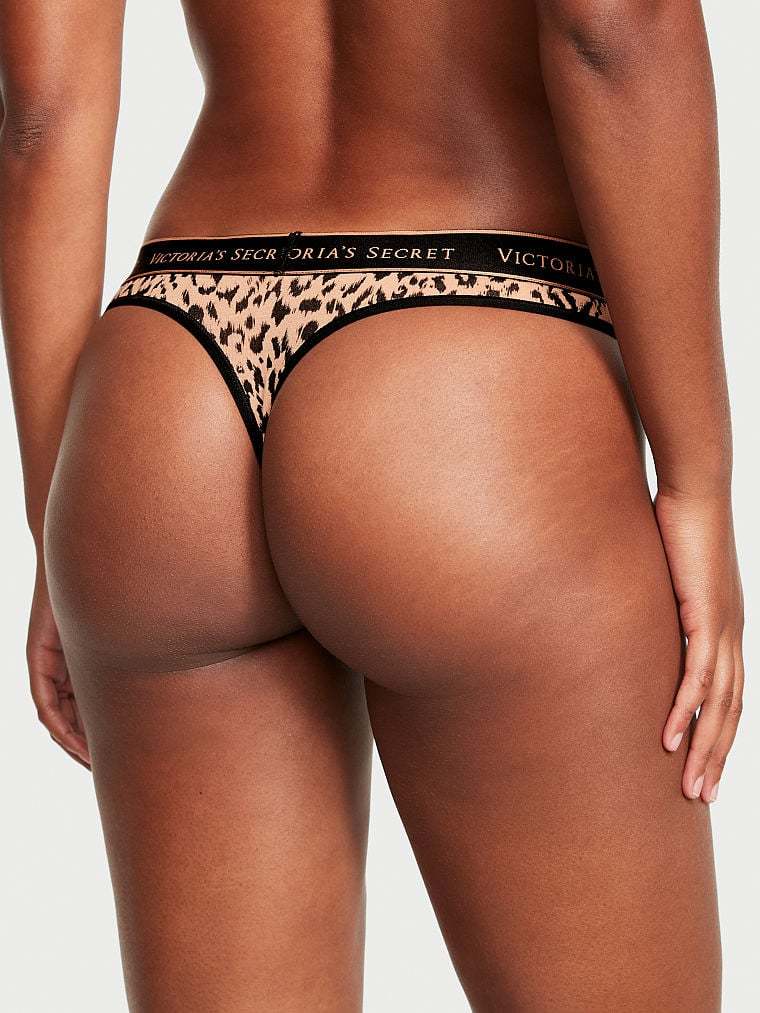 Logo Cotton Thong Panty