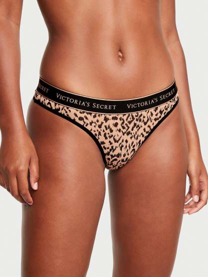 Logo Cotton Thong Panty