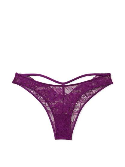 Shine Strap Cutout Lace Brazilian Panty