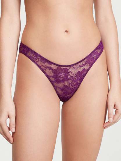 Shine Strap Cutout Lace Brazilian Panty