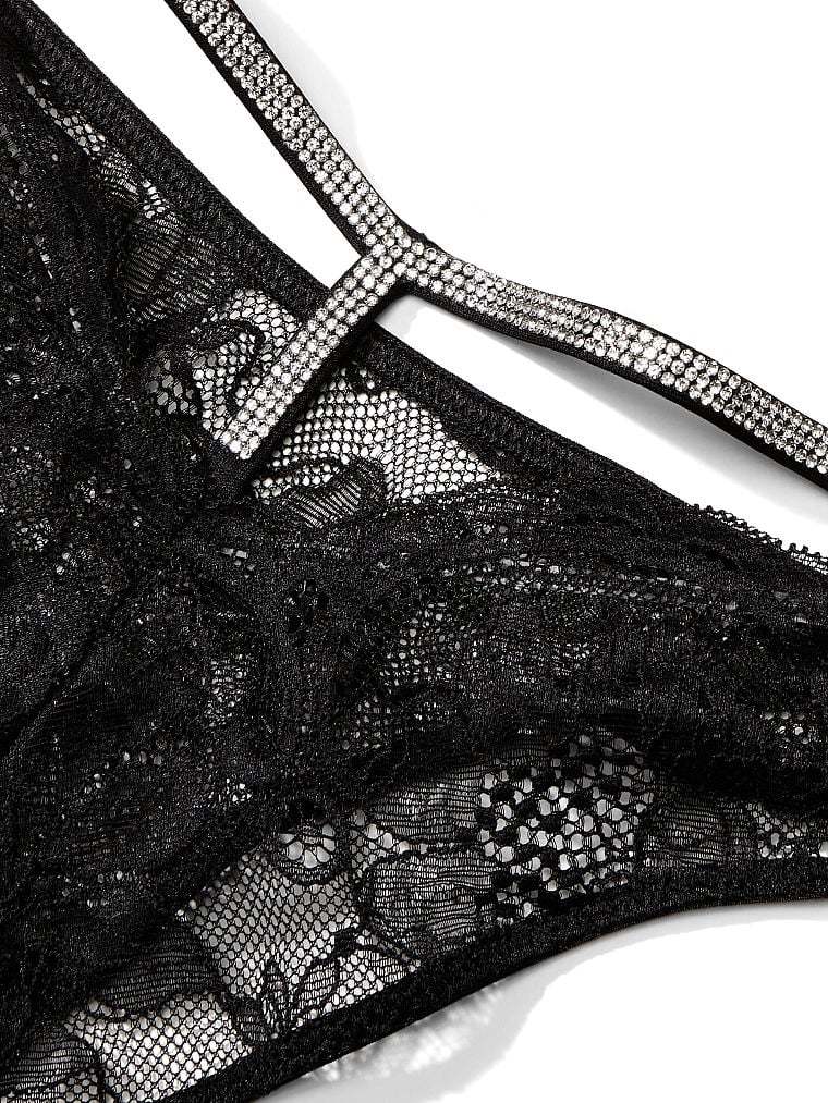 Shine Strap Cutout Lace Brazilian Panty