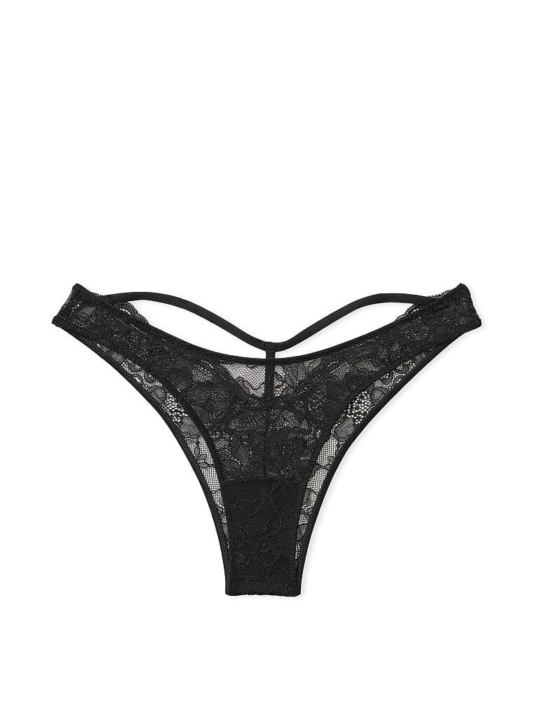 Shine Strap Cutout Lace Brazilian Panty