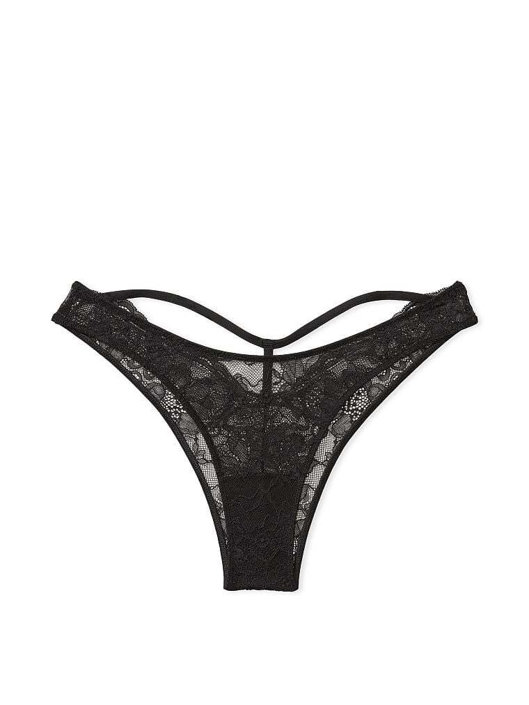 Shine Strap Cutout Lace Brazilian Panty