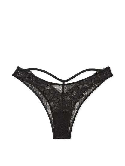 Shine Strap Cutout Lace Brazilian Panty