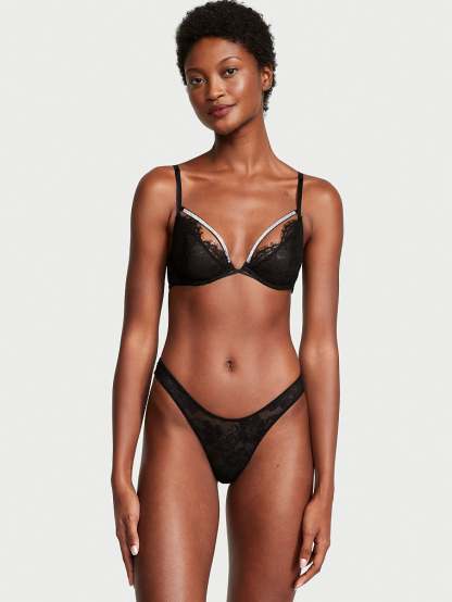 Shine Strap Cutout Lace Brazilian Panty