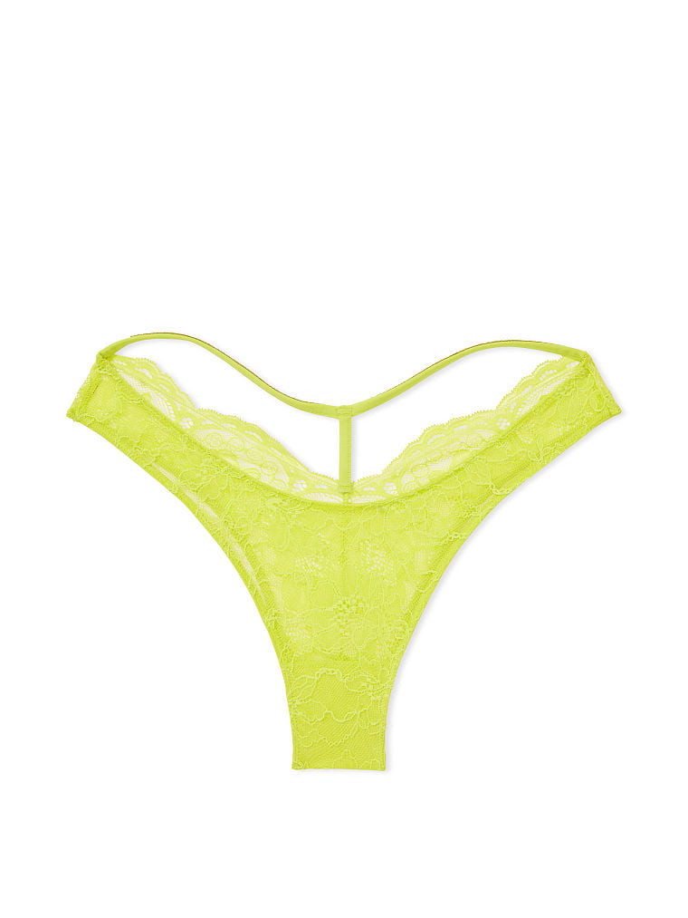 Shine Strap Cutout Lace Brazilian Panty