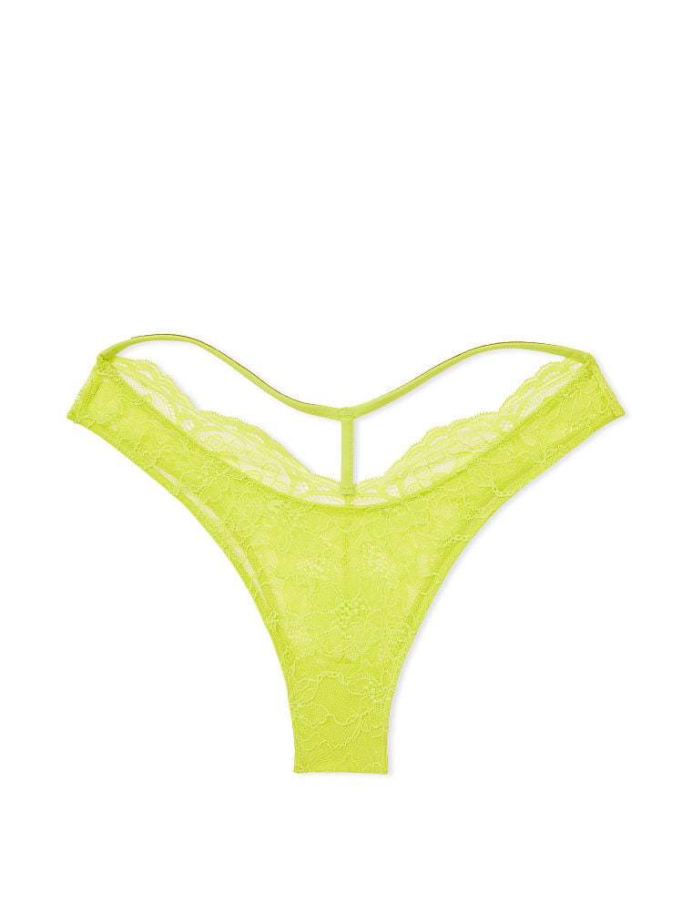 Shine Strap Cutout Lace Brazilian Panty