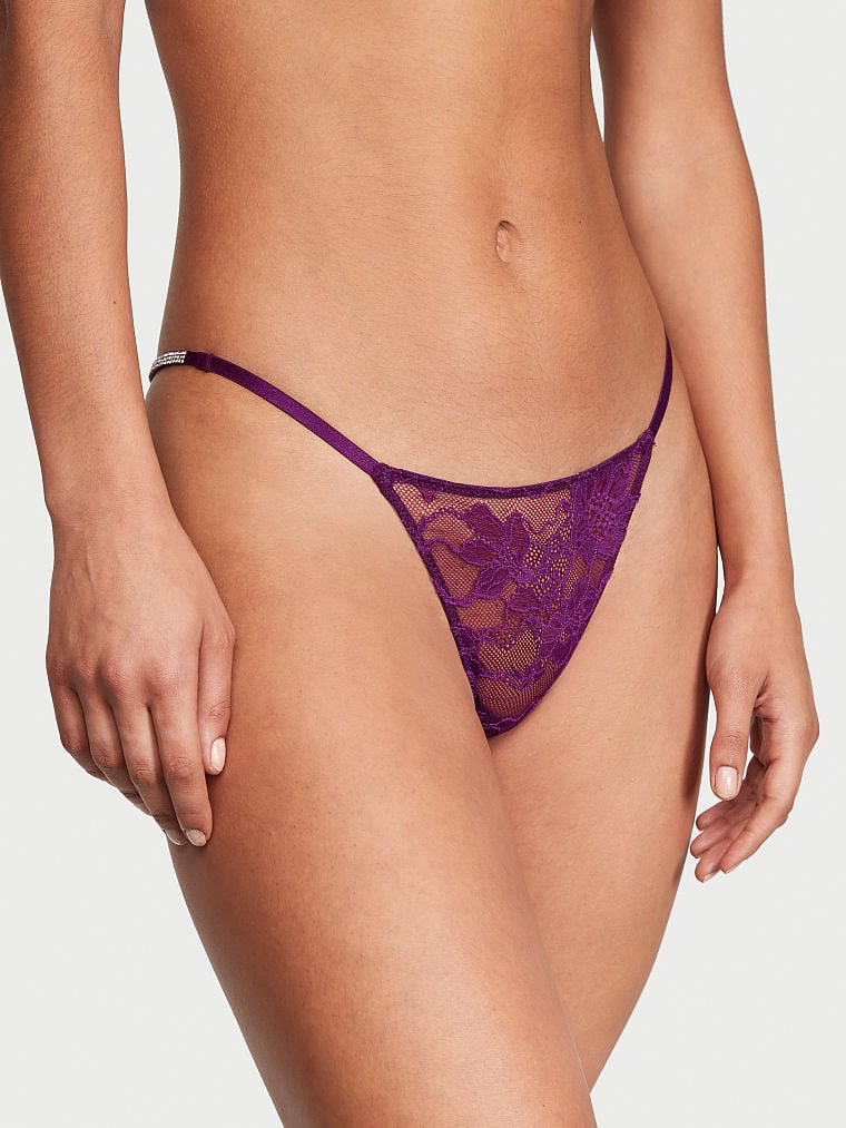 Shine Strap Lace V-String Panty
