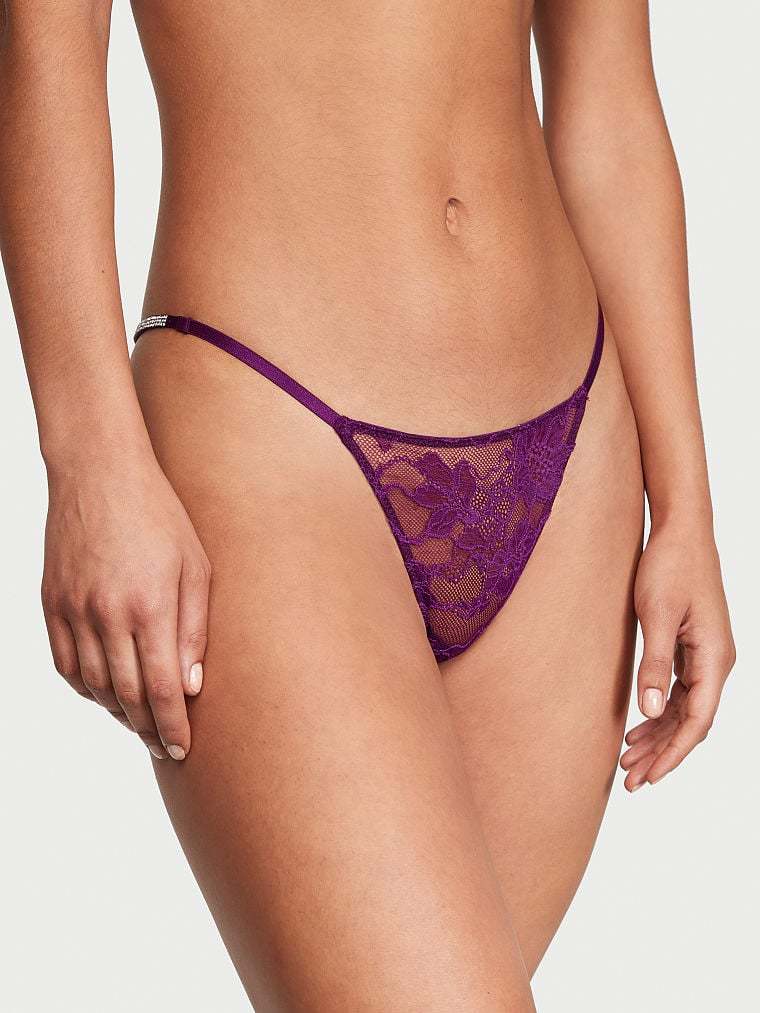 Shine Strap Lace V-String Panty