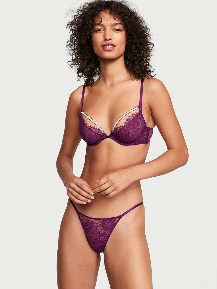 Shine Strap Lace V-String Panty
