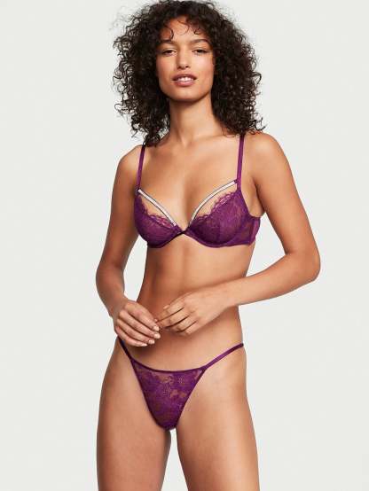 Shine Strap Lace V-String Panty