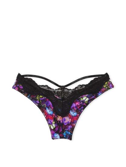 Shine Strap Cutout Lace Brazilian Panty