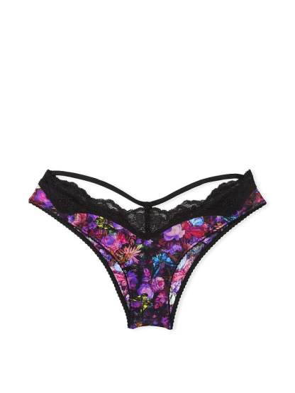 Shine Strap Cutout Lace Brazilian Panty