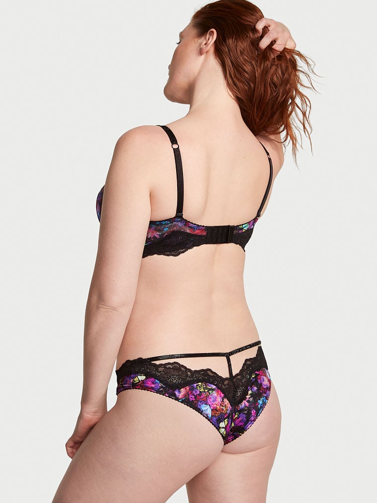 Shine Strap Cutout Lace Brazilian Panty