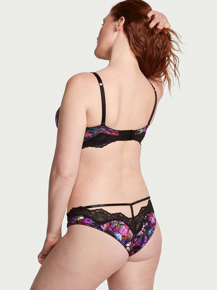 Shine Strap Cutout Lace Brazilian Panty