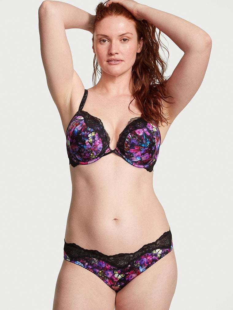Shine Strap Cutout Lace Brazilian Panty