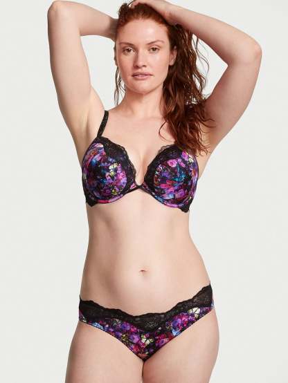 Shine Strap Cutout Lace Brazilian Panty