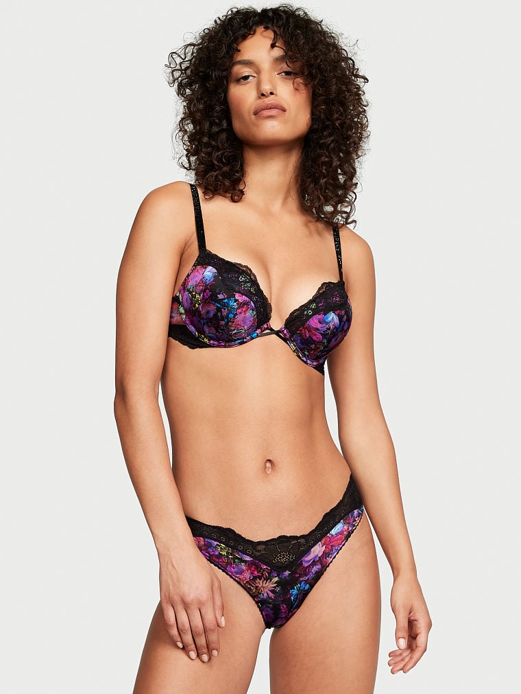 Shine Strap Cutout Lace Brazilian Panty